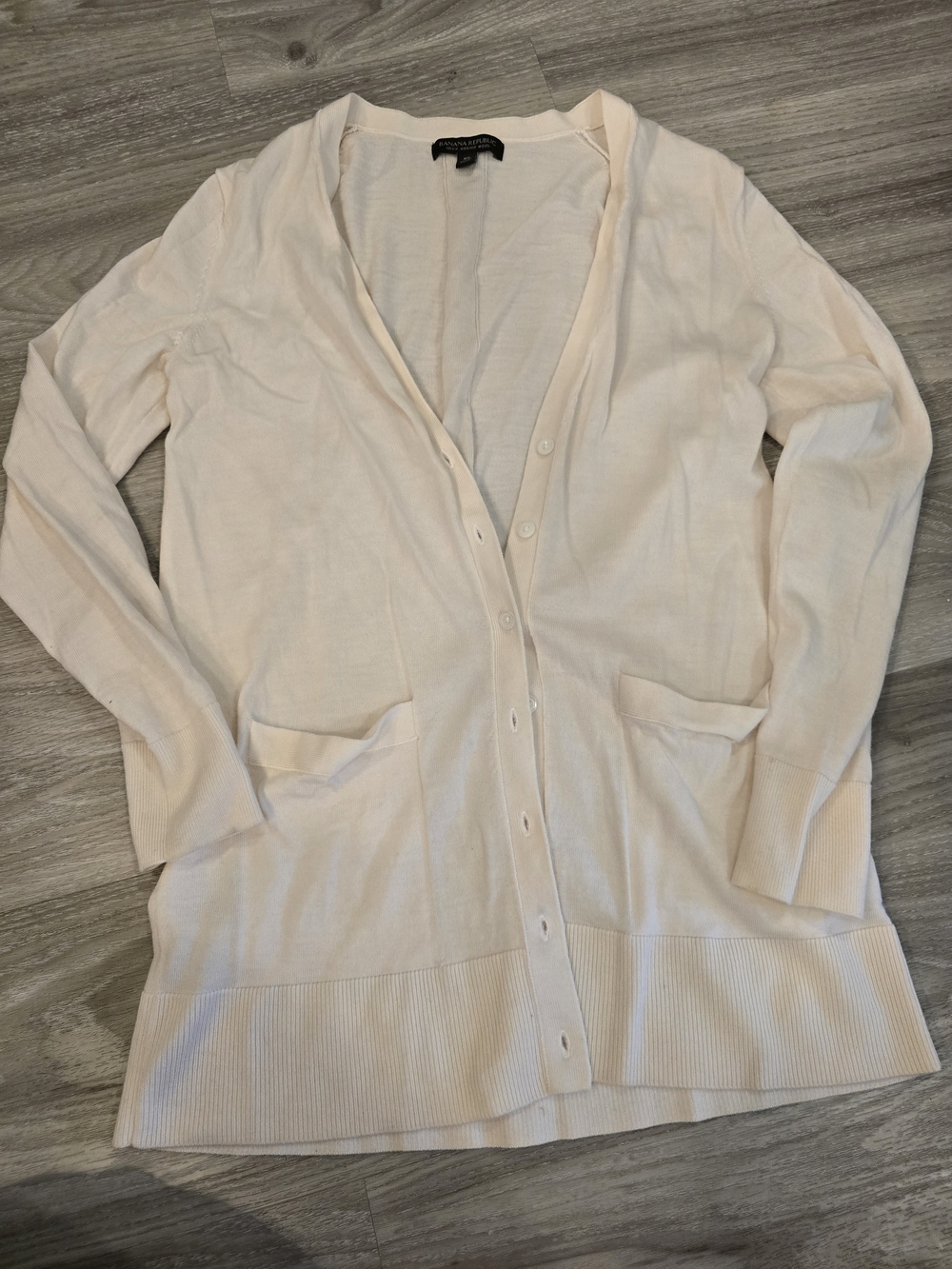 Banana Republic Cream Button-Front V-Neck Cardigan